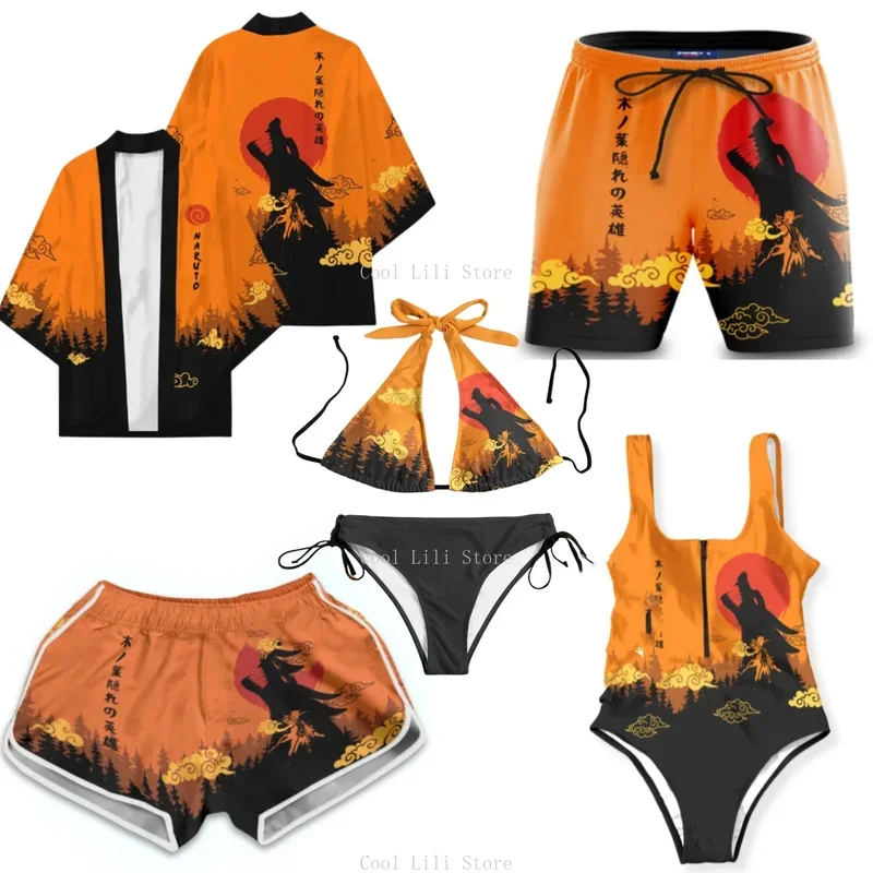 2024 Karikatúra Anime Hatake Kakashi Uzumaki Bikini plaviek Men Dámske plážové nohavice pár plaviek cosplay kostým plášť