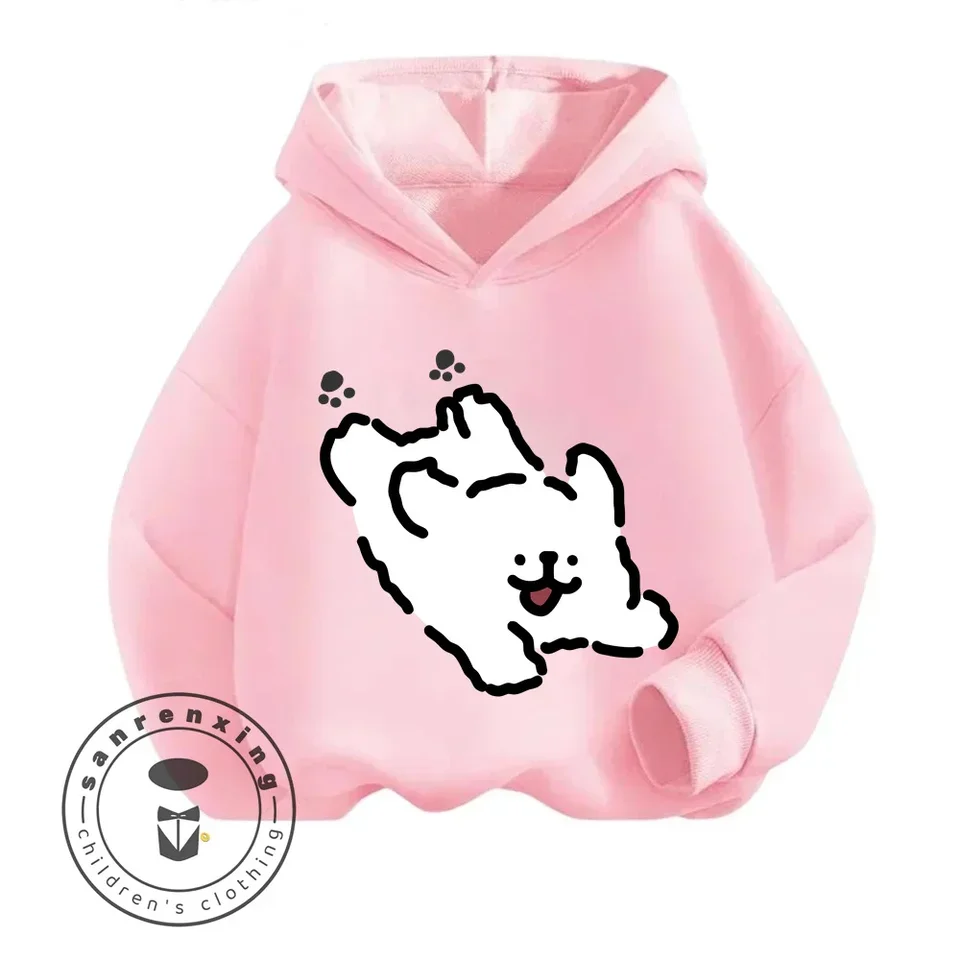 2024 Karikatúra Maltse Cute Puppy Print Boys Dievčatá Dievčatá Čistá bavlna Jeseň a zimná módna móda móda lacná kapucňa