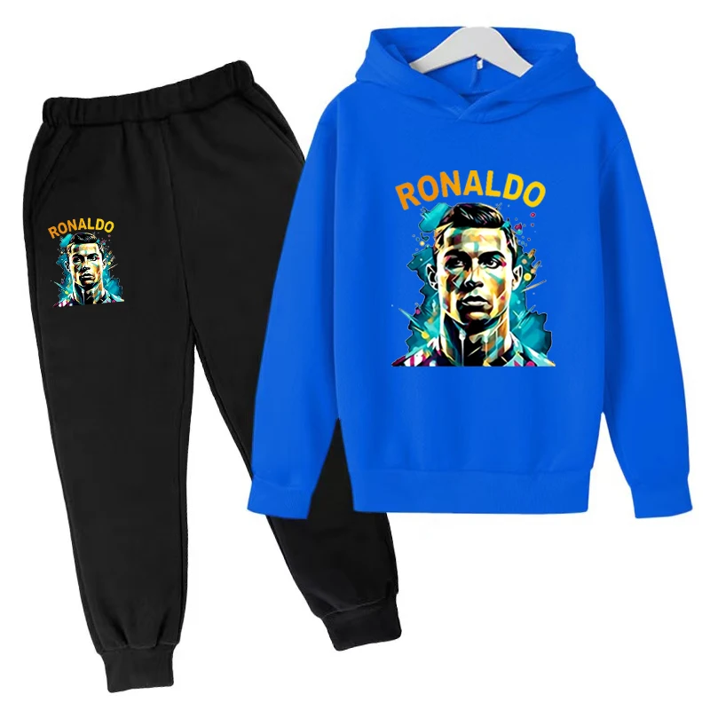 2024 Kids Nové oblečenie Spring/jesenné darčeky Celebrity Idol Cr7 Kukla+Pohranky 2P Sportswear 3-13Y Boys/Girls Casual Jogging Coat Set