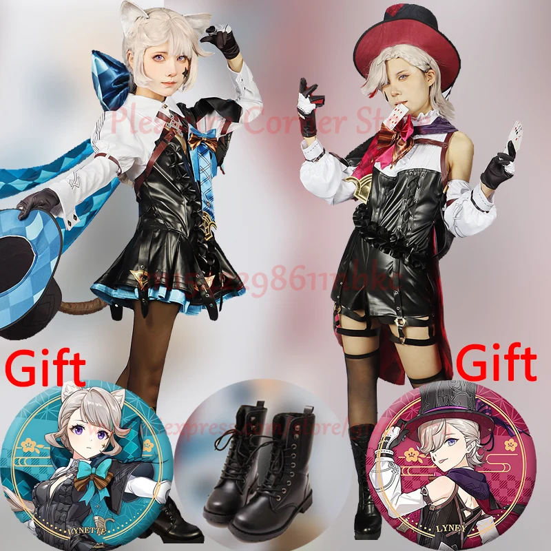 2024 Kožená verzia Lyney Lynette Cosplay kostým plná sada Genshin Impact Lynette Lyney Cosplay Cosplay Suit Uniform Dress Outfits