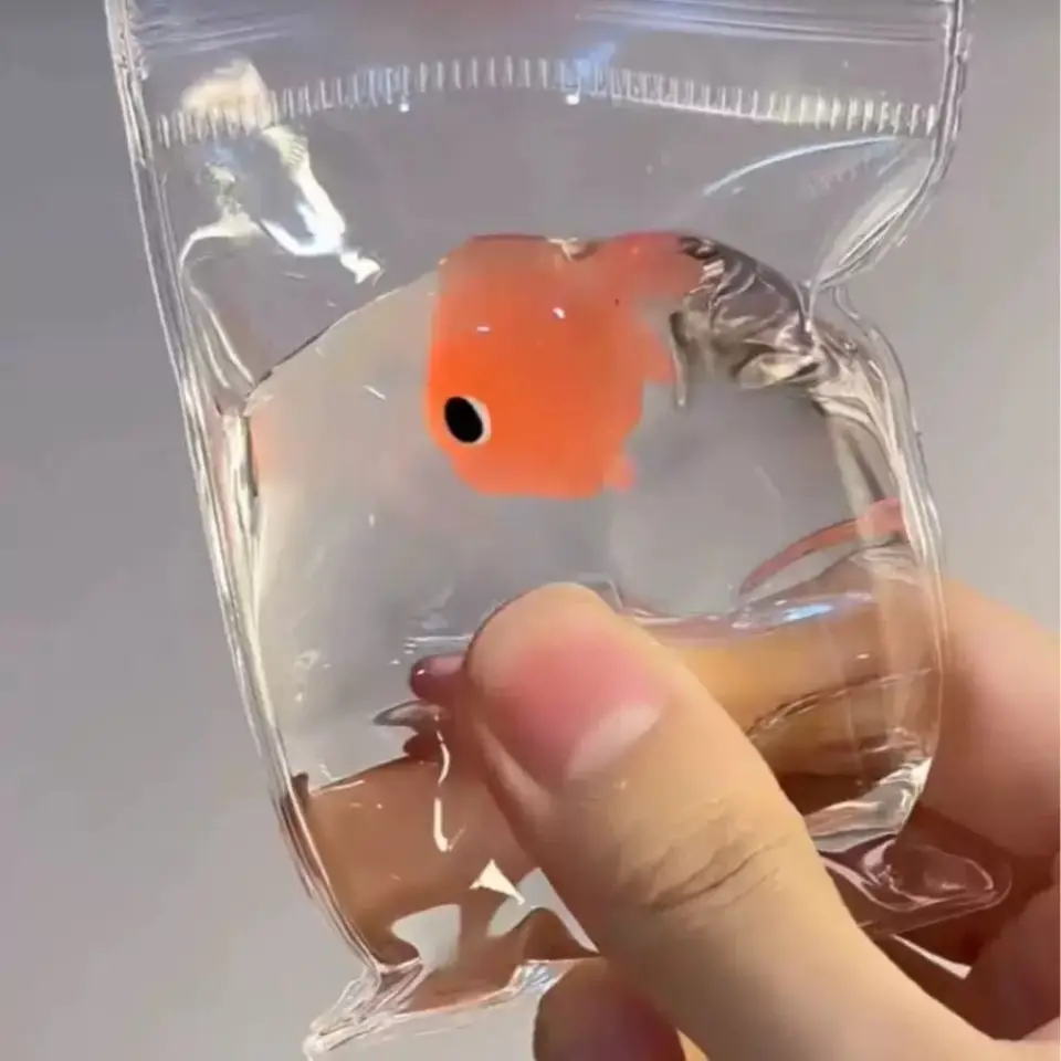 2024 Kreatívna novinka Clear Kawaii Little Goldfish Bag Silikone Squeeze Pinch Clownfish Hračka pre dospelých