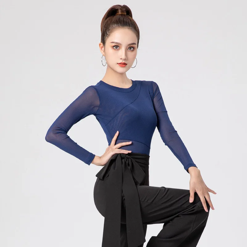 2024 Latinský tanečný oblek Body Training Clothing Female Summer Dance Practice Národný štandard moderný tanec tanec jednodielny top