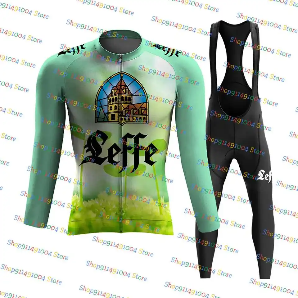 2024 Leffe Belgium pivo cyklistické dresy súpravy oblečenia s dlhým rukávom Road Cesta na nosenie podbradníkových nohavíc maillot ciclismo ropa