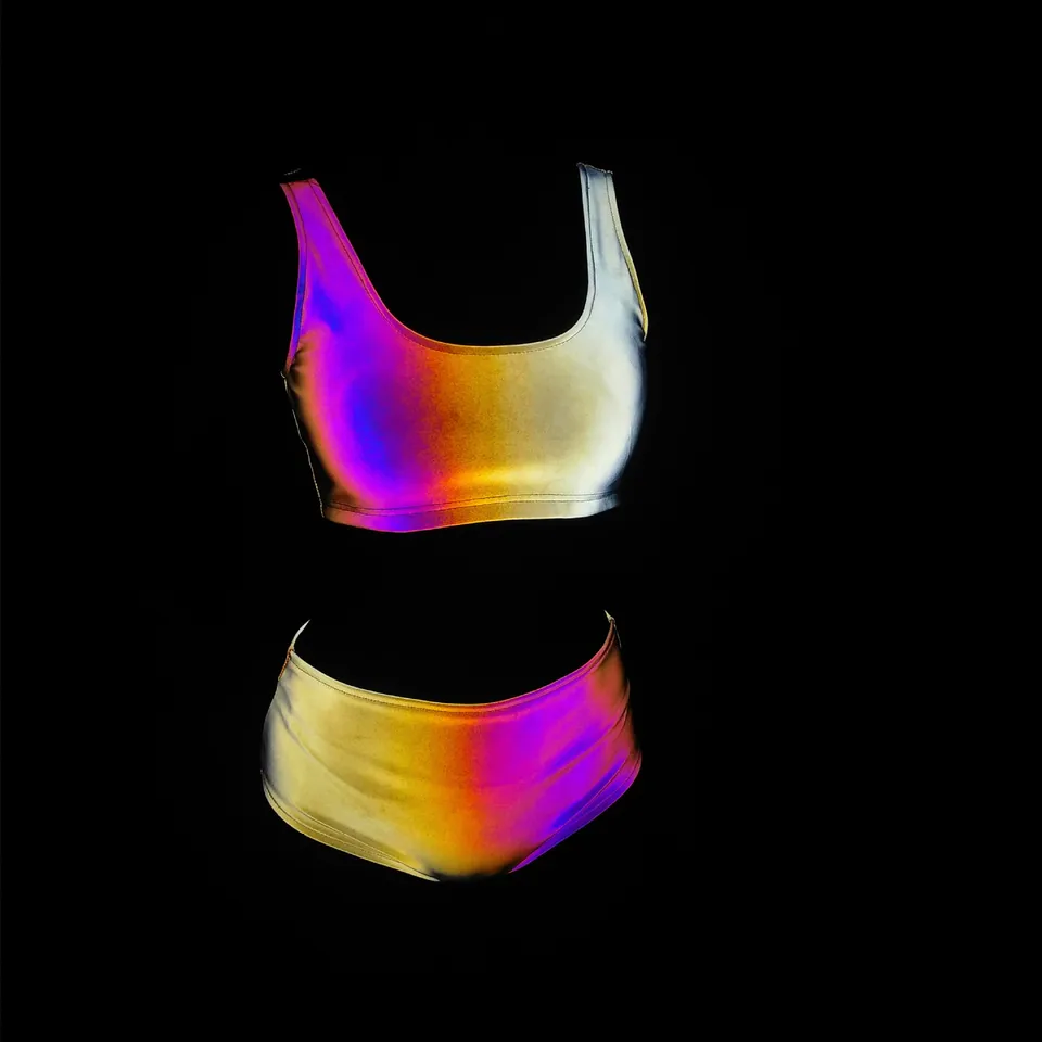 2024 leto nové ženy farebné reflexné bikiny súpravy podprsenky+kraťasy y2k osobnosť tlačené plavky Traje de baño купальникpor
