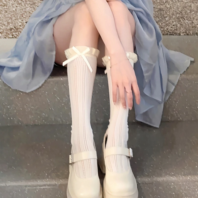 2024 LOLITA LACE FRILLY PITCHSky Ženy JK MESH Long ponožky Žena Transparentné tenké ponožky