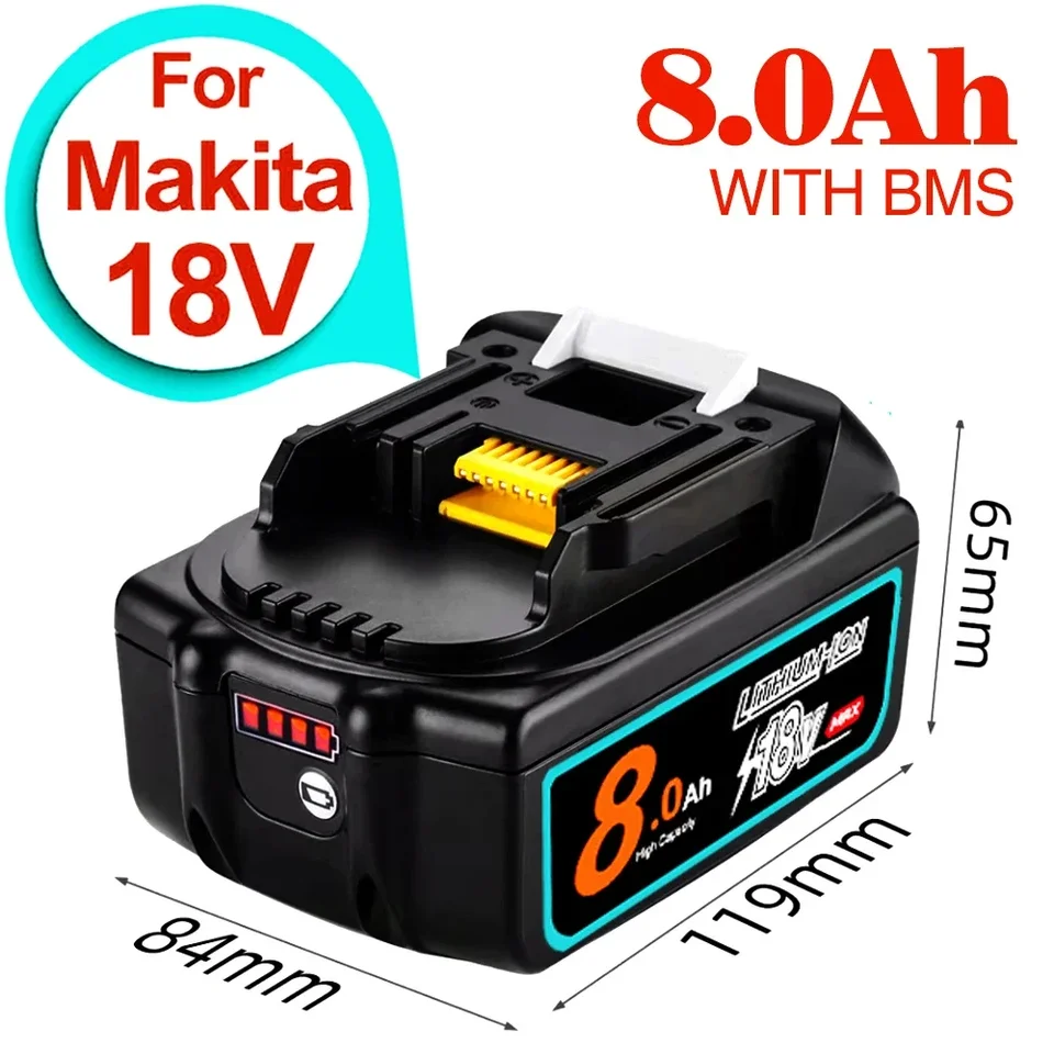 2024 Makita 18V Tool Nabíjateľná batéria BL1860 B 18V 8.0AH Záložná batéria pre Makita 18V BL1860 BL1840 BL1850 s DC18RF char