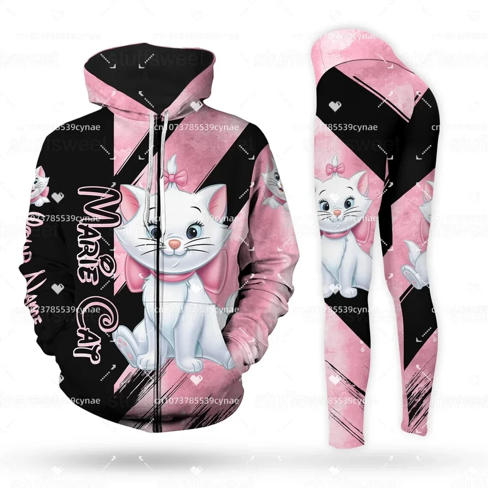 2024 Marie Cat Dámska kapucňa dámske legíny jogy fitness legíny Športový oblek Disney Tank Top Legging Set