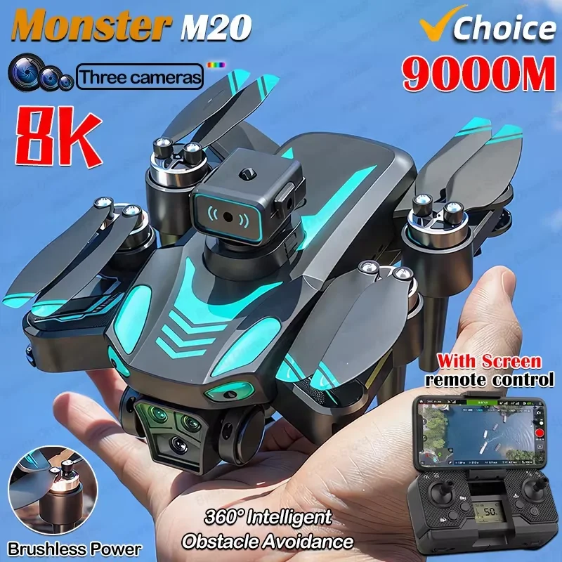 2024 Monster M20 Drone 8K Fotocamera Professionale HD No GPS Quadcopter pieghevole Evitamento Obvacoli Brushless RC Dron Hračky re.
