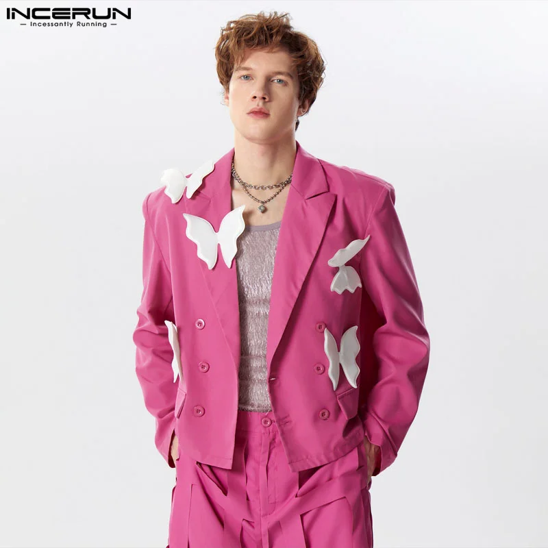 2024 Muži Blazer Patchwork LAPWORE LHO RÁSKA Dvojitý dojitý voľný mužské obleky Streetwear Fashion Módne tenké vrstvy S-5XL Incerun