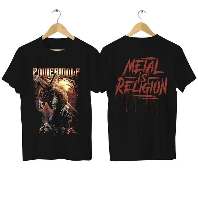 2024 Muži Powerwolf T Trišt Cascur Wolves & Ravens Tričko Grafické nadmerné priedušné Priehľadné pohodlné Streetwear S-4xl Cool Tee Tee