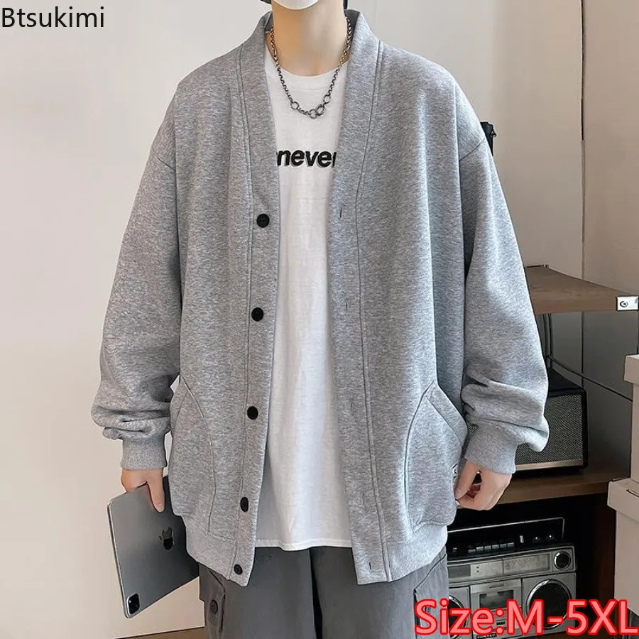 2024 móda harajuku pletená vesta mužov voľných príležitostných mikín jar jeseň lenivý štýl fleece športové bundy plus veľkosť 5xl