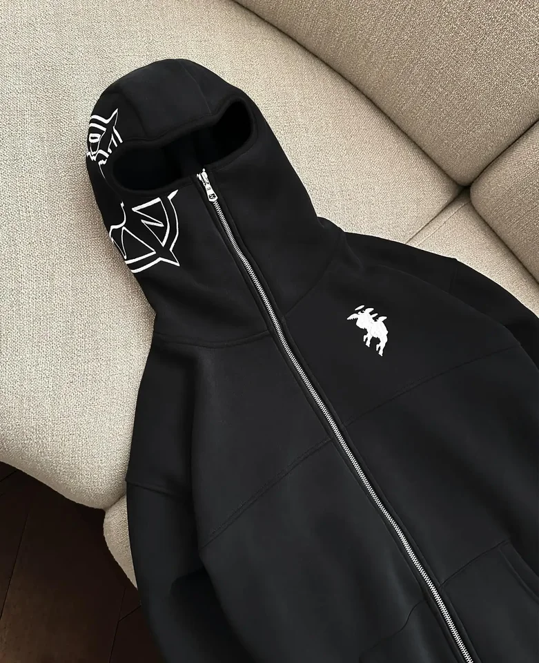 2024 módne kpop oblečenie anjelský výšivka zips pre mužov pre mužov y2k vintage jesenné zimné teplé ženy Streetwear Stretwear mikina