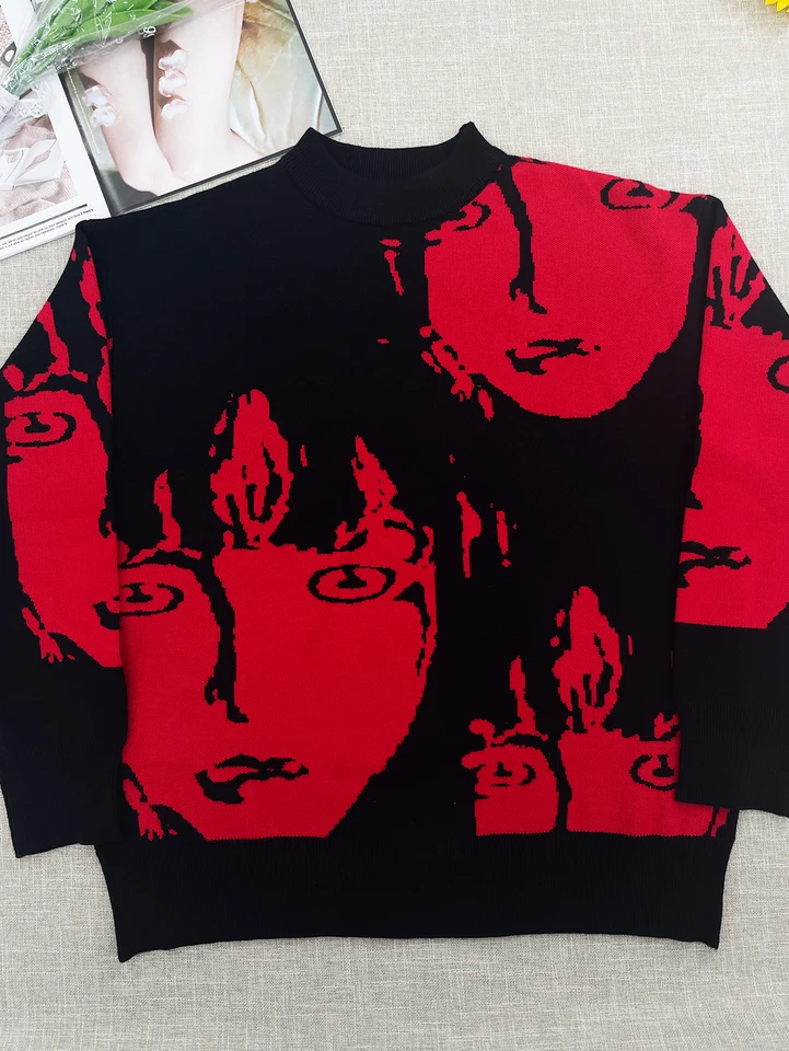 2024 Módne ženy Osobnosť Harajuku tlač Y2K All-Match Hip Hop Top Nastory Creative Creative Streetwear Clothing Mikina