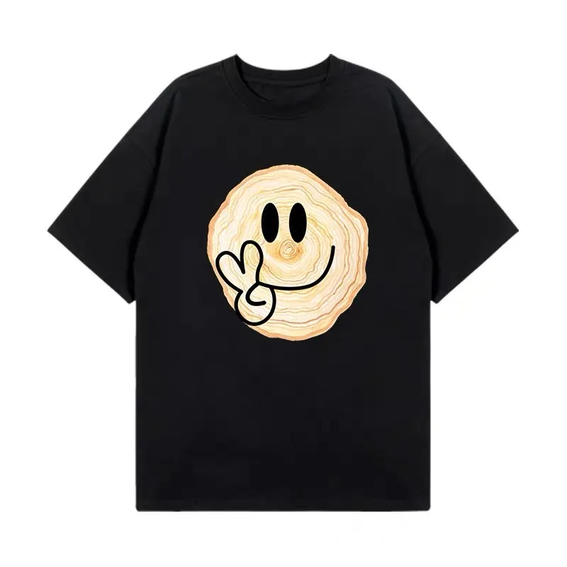 2024 Najnovšia módna značka hviezda s rovnakým tričkom s krátkym rukávom Nová Smiley Tave Treat Pure Cotton Crew Top