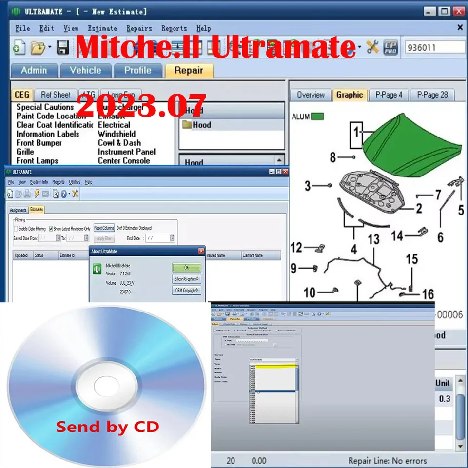 2024 Najnovší Mitchell Ultramate 2023.07 Kompletný pokročilý odhadovací systém+oprava pre Ichpire+Inštalácia videa Guide Oprava Softwar