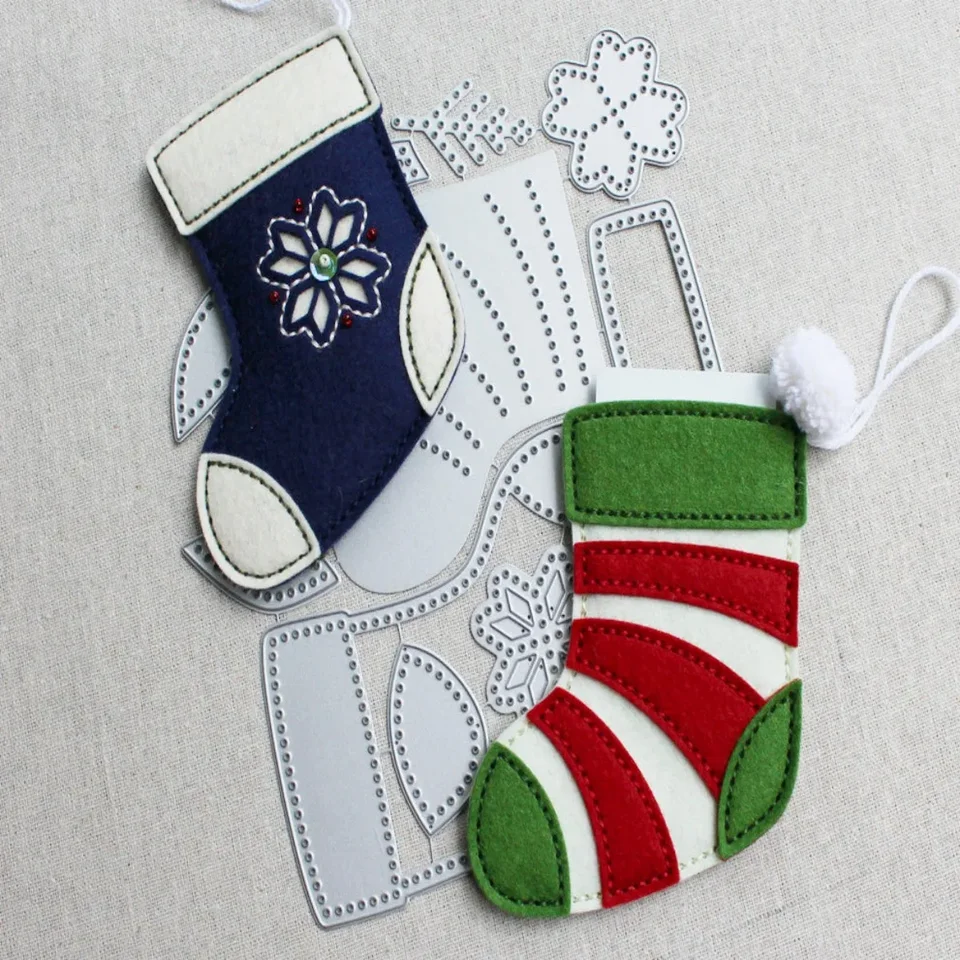 2024 New Christams Scalloped Bunded Up Stocking Metal Cutting Dies for DIY Scrapbook Roplice V Make Album Dodávky Dekorácie