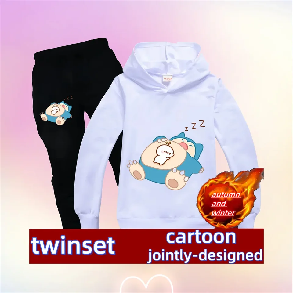 2024 New Pokemon Hoodies Boys Dievčatá Dievčatá deti Japonsko Anime Pikachu s dlhými rukávmi mikina oblečenia