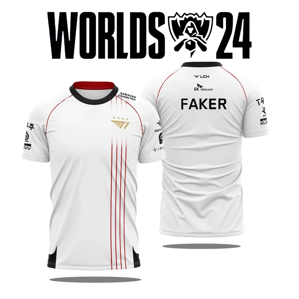 2024 New T1 Esports Team Uniform Tričko League legendy Svetové finále Jersey T Tričko LOL Games Faker Fan Support Men