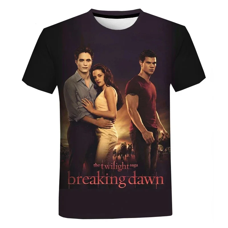 2024 Newthe Twilight Saga 3D tlač Tričko Tričko Meny Ženy letné módne príležitostné rukávy Harajuku Streetwear Tir košeľa nadmerne