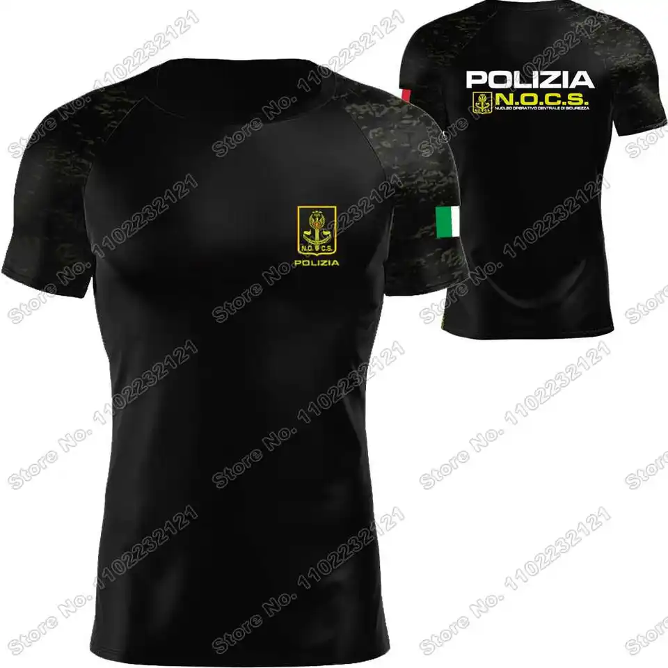 2024 NOCS Taliansko policajné tričko Men Outdoor Tech Tirlk MTB Cycling Jersey Training Tops Fitness Running Clothing Davična telocvičňa