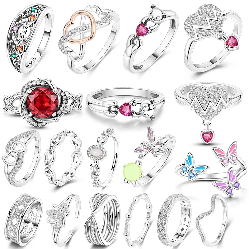 2024 NOVINKA 925 Sterling Silver Rings Bear Hugs Srdce Rose Infinite Love Ring for Women Engeny Arniversary Darček šperky