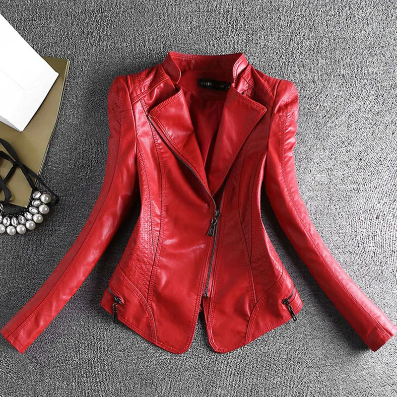 2024 Nová jarná a jesenná dámska kožená bunda Coats Slim Ladies Clothing