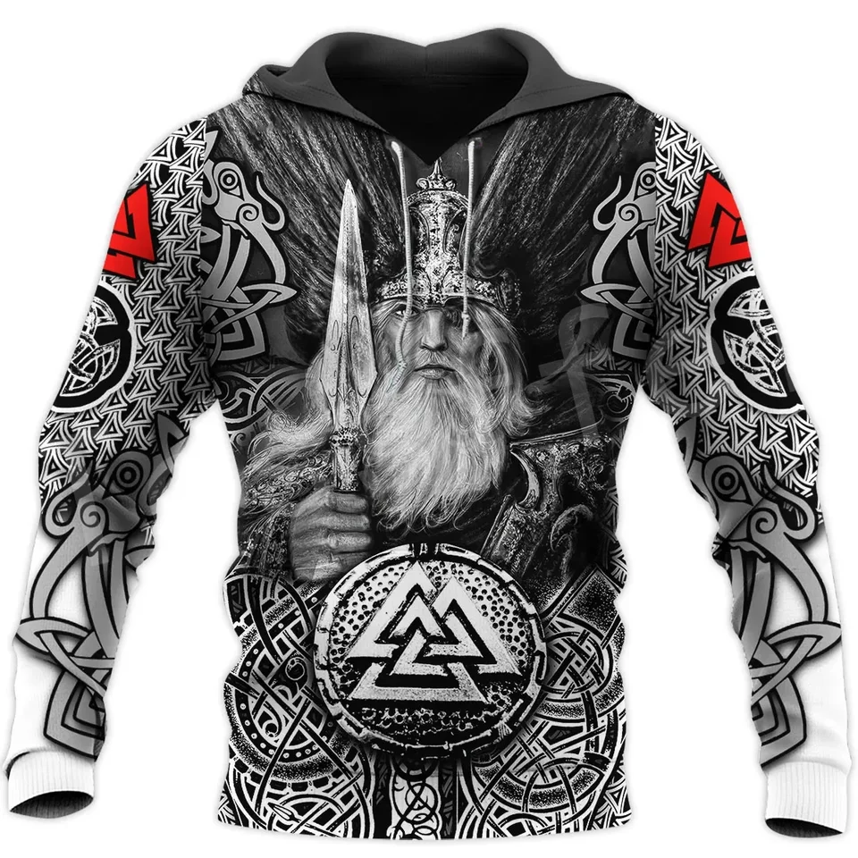 2024 Nová kapucňa 3D Viking Harajuku tlač pullover Pánska mikina s kapucňou nadmerne nadmerne