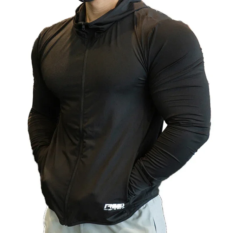 2024 Nová kapucňa Fitness Sport Jacket Men Rýchle suchý bežecký kabát zipsová kapucňa mikina športového oblečenia Sportswear telocvične výcvikový odev