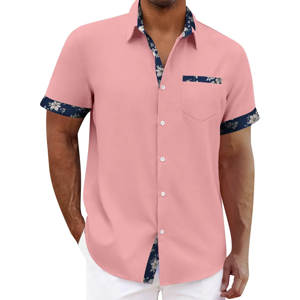 2024 Nová košeľa pre mužov Nové košele Trend Trend To Tops Tops Top s krátkym rukávom Top Patchwork jedinečný dizajn Camisas de hombre
