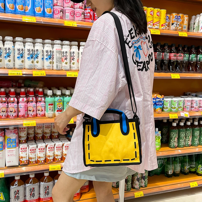 2024 Nová kreatívna 2D karikatúra pre ženy 3D kresba karikatúry kabelky nylonové handriky komiksové dámy nakupujúce tašky Crossbody Bag Bagbag