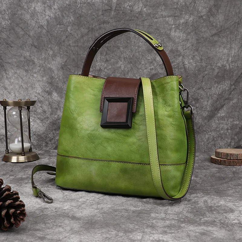 2024 Nová módna kožená dámska taška Retro čínsky štýl s jedným ramenom Crossbody Bag Multifunkčné dámy tote podpazušia taška