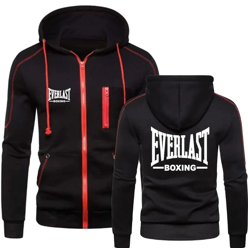 2024 Nová módna zipsová mikina Everlast Pánske športové oblečenie Solid Blazer Casual Warm Set Winter Winter