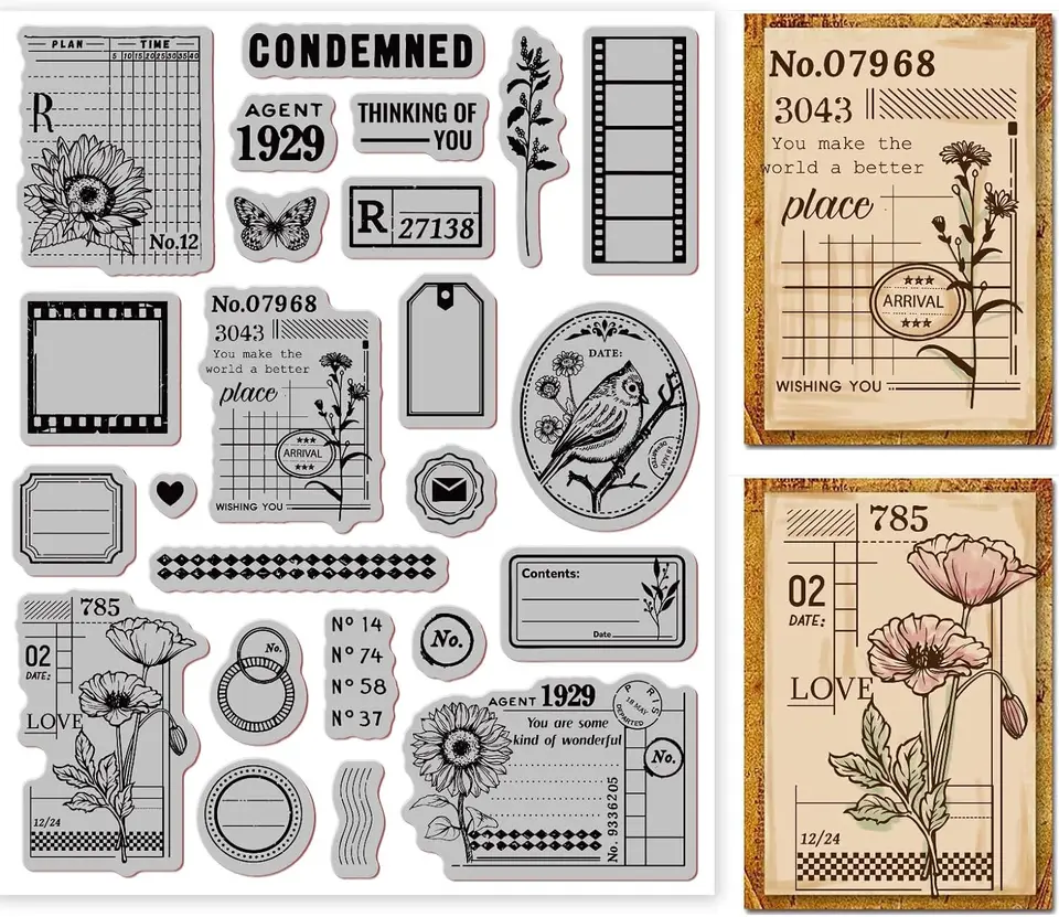 2024 Nová retro poštová známka Clear Stamp pre scrapbooking Transparent Silikone Gumber DIY Photo album dekor 615