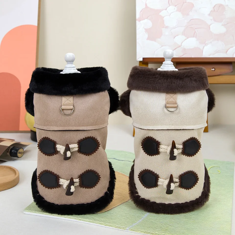 2024 Nové domáce zvieratá jesenné zimné psie bunda s kabátom Teddy Cat Clothes s vodítkom D-krúžku Ropa para Perros