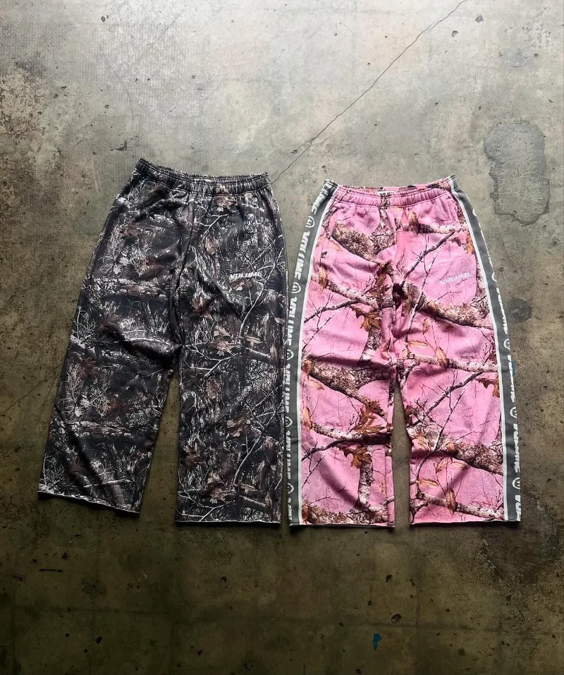 2024 Nové európske a americké retro listy maskovacie neformálne nohavice Streetwear Men Pants Harajuku Fasht Loose Pants so širokými nohami