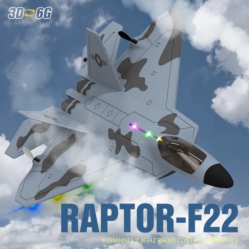 2024 NOVÉ F22S 2,4G 4CH 3D6G RC RC Raptor F22 Warplane Wltoys A180 UPDATE Verzia LED svetlo s gyroskopom Out Hračky dverí