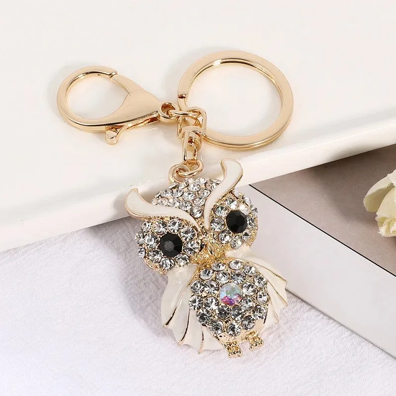 2024 Nové kreatívne zvieratá Roztomilé sovy Keychains kovové diamanty módne kľúče pre ženy ručne vyrábané šperky darčekové kľúče kľúče vrecká kúzla
