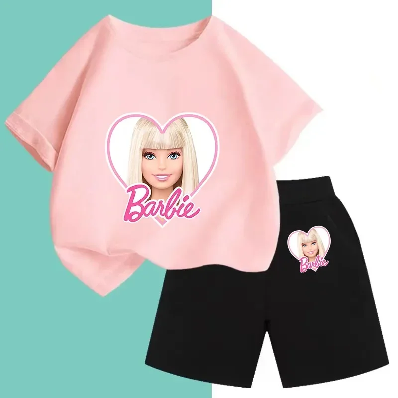 2024 Nové letné Disney Barbie Detské oblečenie Príležitostné detské tlačové tričko Tričko Roztomilé tričko pre chlapcov a dievčatá