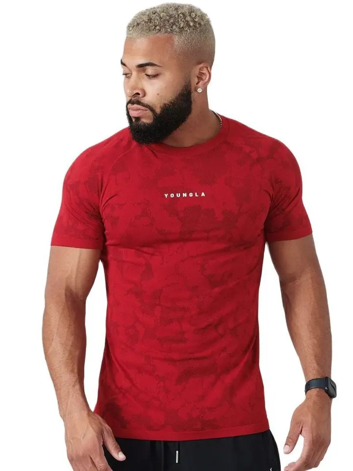 2024 NOVÉ Mamouflážové športové tričká svalové pančucháče Men High Elastic Training Clothing Short Ruckve Fitness Clothti