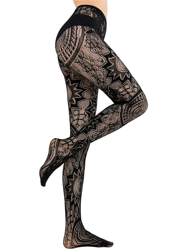 2024 Nové módne dievčatá rybárske pančuchy sexy tetovacie čipky pančuchy Jacquard Lace Hollow Pantyhose