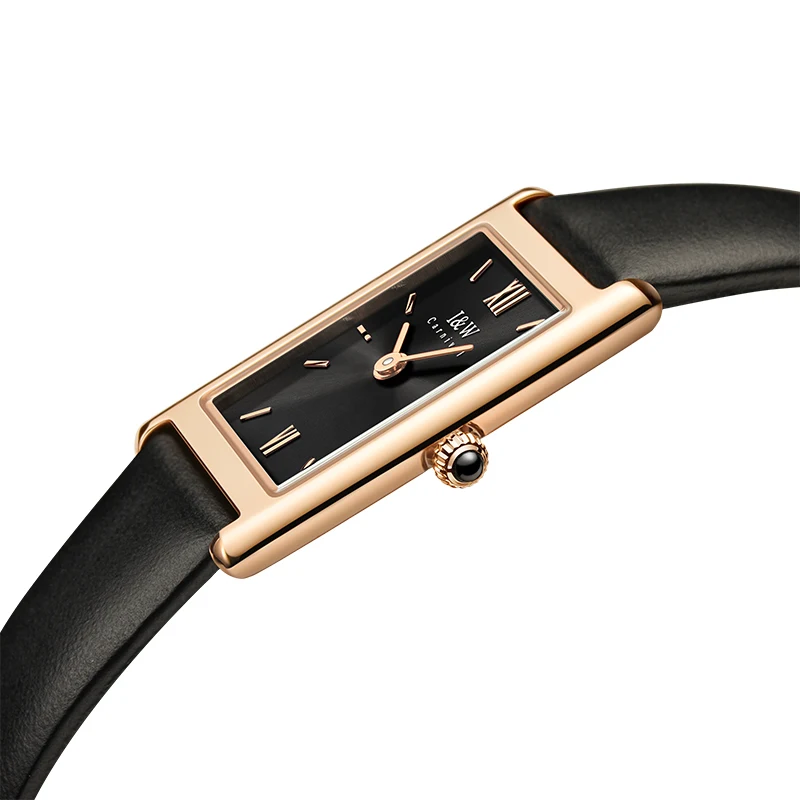 2024 Nové módne Square Watch for Women Luxury Brand I & W Švajčiarsko vyrobené z kremeňa náramkov