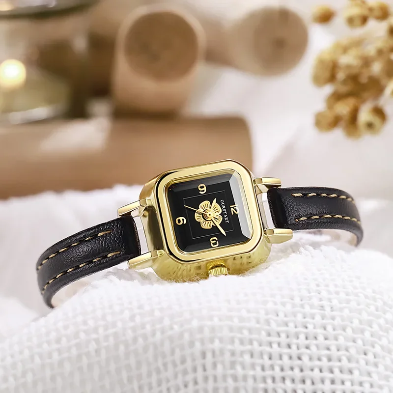2024 Nové módne ženy Luxusné hodinky Dámske hodinky zápästie Ženy Kvetinové kožené štvorcové hodinky hodinky pre darčeky relogio feminino