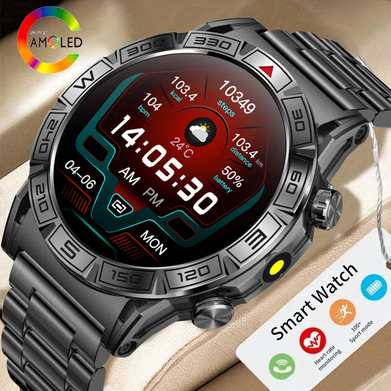 2024 NOVÉ NOVÉ NÁKLADNÉ Pánske vojenské komunikácie Bluetooth Smartwatch s veľkou batériou 450 mAh a baterky pánske smartwatch