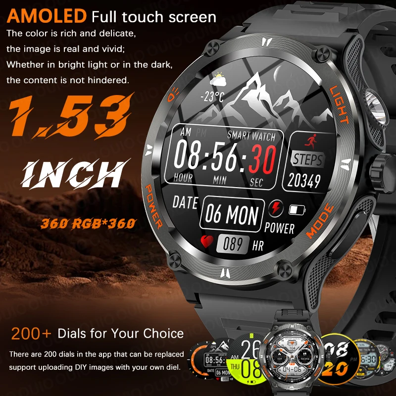 2024 Nové pre Huawei Outdoor Sports Smart Watch Men Amoled Screen Screen NFC GPS Compass Srdcová frekvencia Vodotesná Bluetooth Call Smartwatch