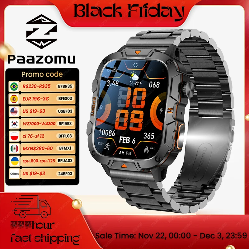2024 Nové pre Xiaomi Military Smart Watch Men IP68 5ATM Outdoor Sports Fitness Tracker Monitor zdravie 1,96 