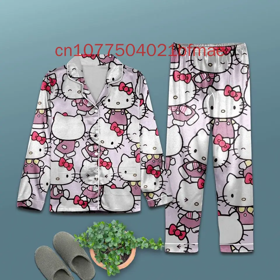 2024 Nové pyžamy Hello Kitty Set Jar a leto New Disney Dámske neformálne tričko s dlhým rukávom pyžamy