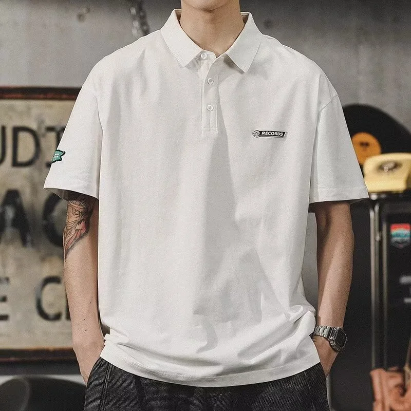 2024 NOVÉ SELNÉ SELKÉ KRAJINY POLEVE PRE MEN LEST LEST LAPELO Kórejské módne tričká Loose Vintage Golf Wear Tričká Homme
