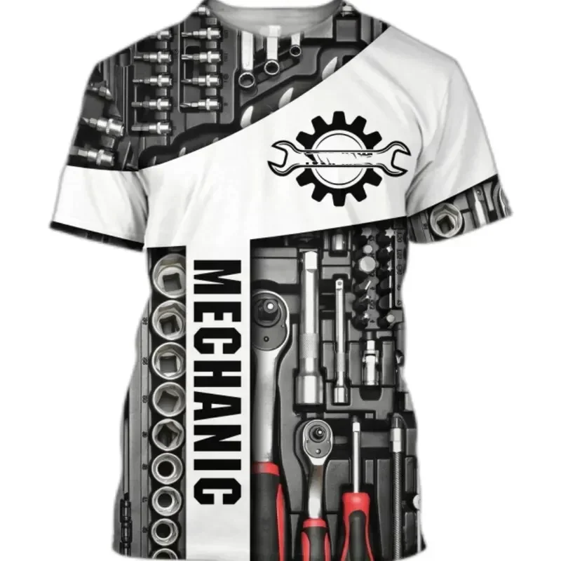 2024 NOVÉ THIRNE TIRNE TIRNE Summer oblečenie Prispôsobené meno Mechanik 3d tlač Tee Street Casual Sports Cosplay oblečenie