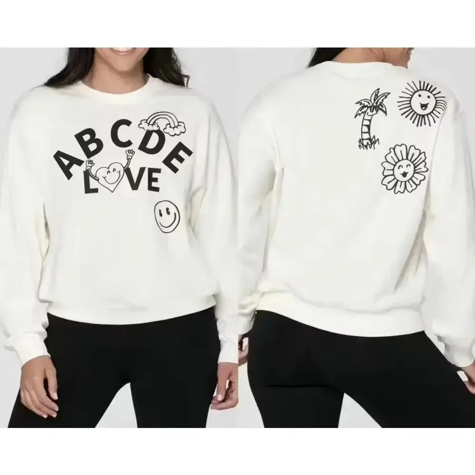 2024 NOVÉ UNISEX ABCDE Dámske tlačené kapucňové sveter Dámska ulica Retro hip-hop Street Sports Hoodie
