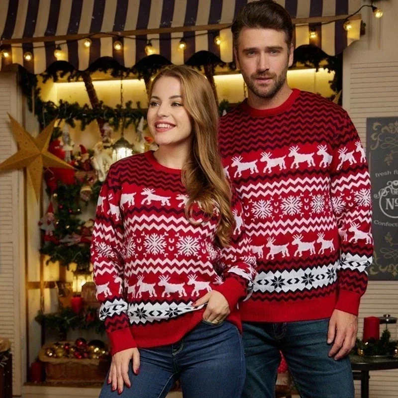 2024 Nové vianočné porovnávacie svetre Softkamp Jumper Ženy Men chlapci dievčatá Jacquard Pullover Top Warm Warm Husté pletenie vianočné rodinné vzhľad